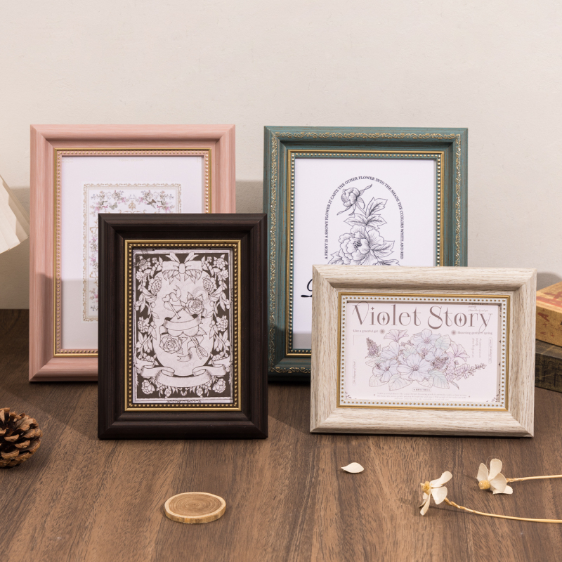 American Retro Pink Photo Frame Display Stand 6inch 8inch Photo Printing Wall Hanging DIY Cute Decorative Frame Empty Frame