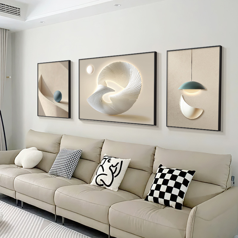 Sofa Background Wall Hanging Painting, High-End and Elegant Abstract Wall Art with a Sense of Sophistication, 2025 New Model, Living Room Large White Wall Decorative Painting