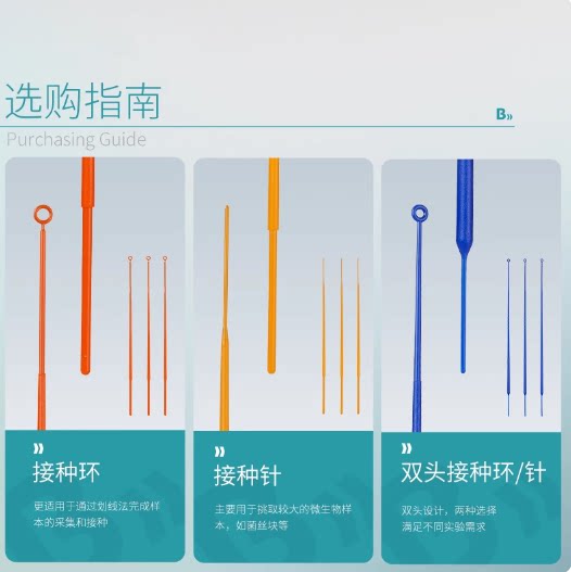 比克曼一次性无菌塑料接种环双头接种针接种棒丝细菌采样棒独立装