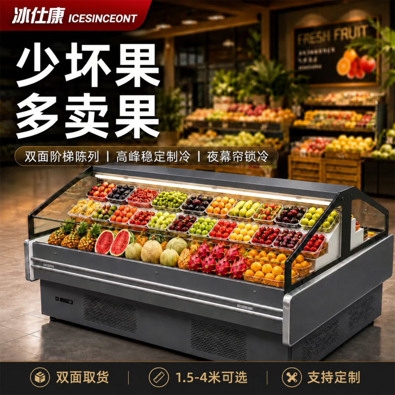 Bingshikang Double-Sided Fruit Display Cabinet Commercial Supermarket Island Open-Type Fruit and Vegetable Ladder Refrigeration Preservation Cabinet Bingshikang Double-Sided Fruit Display Cabinet Commercial Supermarket Island Open-Type Fruit and Vegetable Ladder Refrigeration Preservation Cabinet