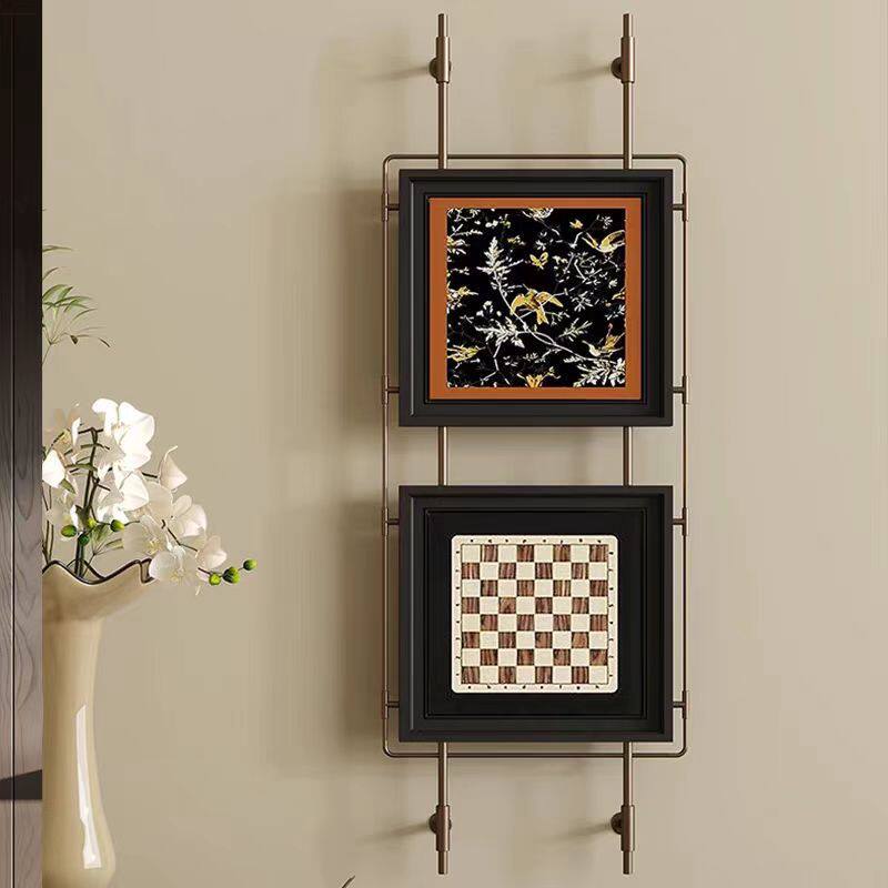 Wabi-Sabi Style Retro Minimalist Hotel Decoration Metal Rod Two-Piece Decorative Painting Three-Dimensional Entrance Background Wall Iron Art Wall Hanging
