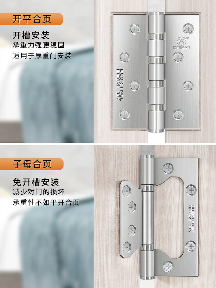 Stainless Steel Double Hinge for Doors, Wooden Door Hinge, Hardware for Bedroom Doors, Welding Hinge, Complete Hinge Set 304
