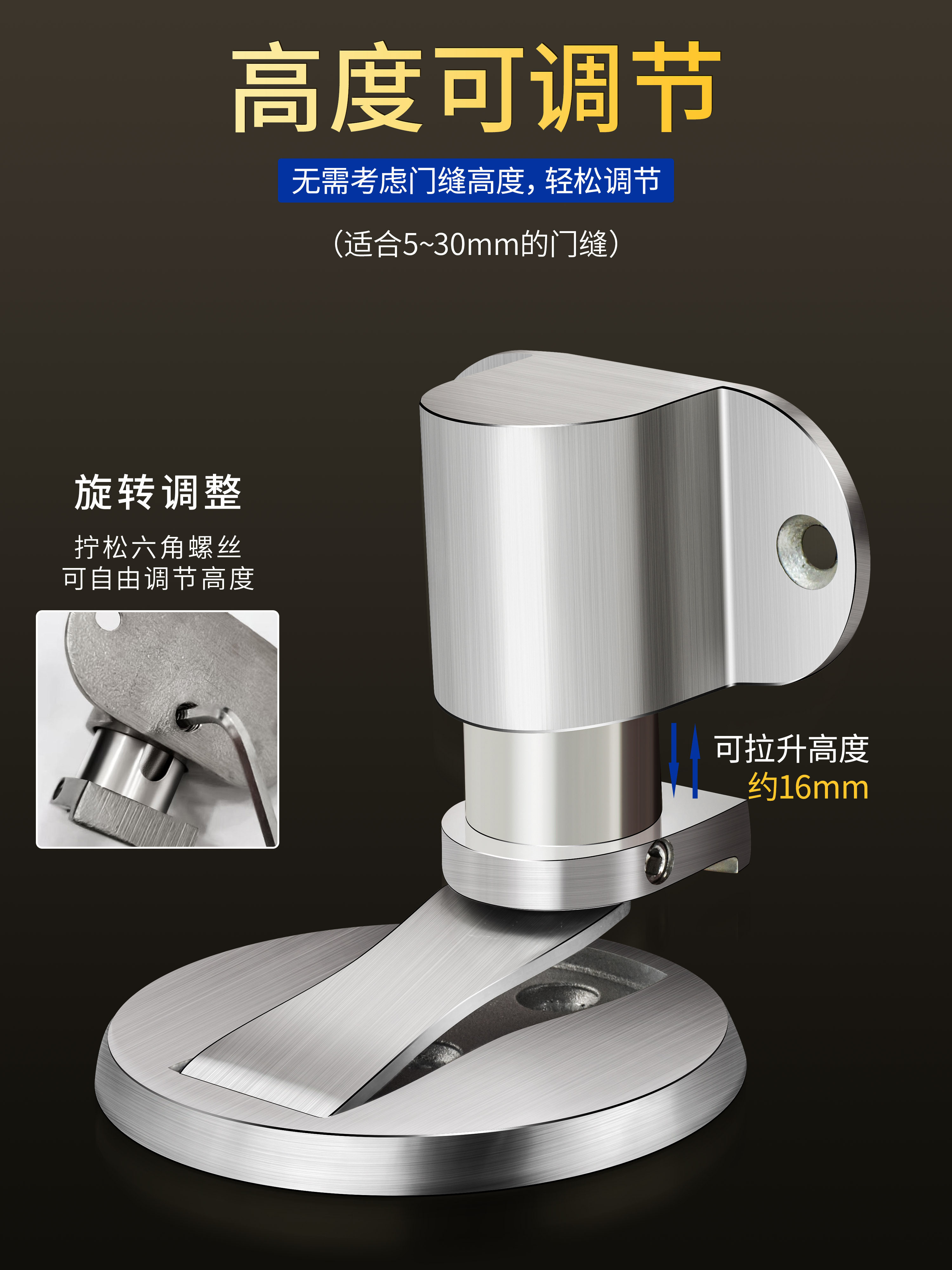 Floor-Mounted Door Stopper, No-Drill Installation, New Anti-Collision Invisible Door Stopper, Bathroom Door Stopper, Strong Magnetic Door Stopper Behind the Door