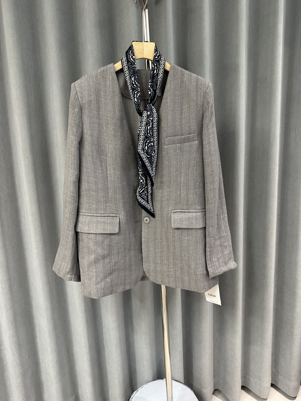 European Style New Fashion V-Neck Tie Simple Versatile Slim-Fit Stylish Blazer Jacket for Women Trendy Top