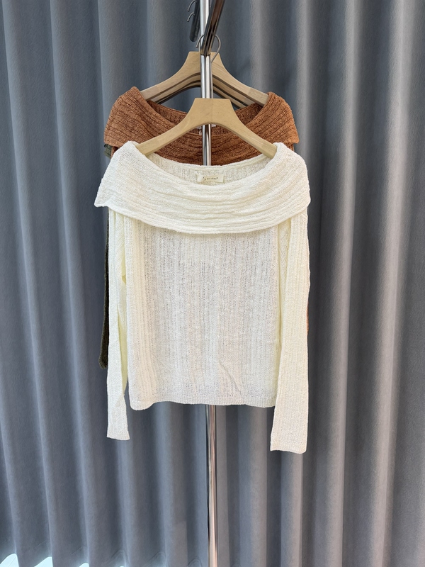 Bindian Casual Style Off-Shoulder Sweater Knitwear for Women, Designer Mid-Length Loose Versatile Stylish Long-Sleeve Top Bindian Casual Style Off-Shoulder Sweater Knitwear for Women, Designer Mid-Length Loose Versatile Stylish Long-Sleeve Top