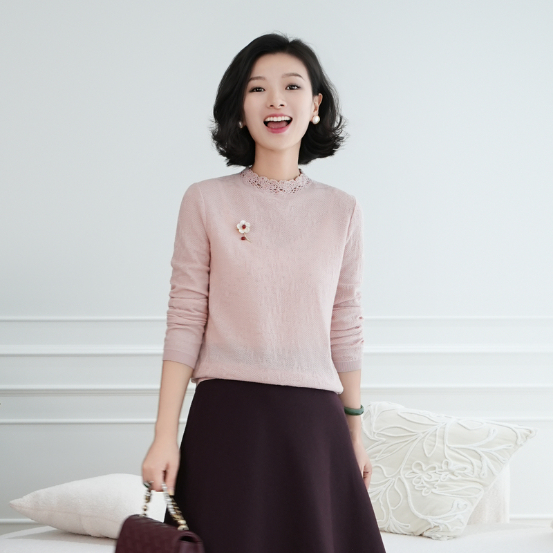 Xizi/[Spring Peach Language] Fine-Spun Wool 16-Gauge Sesame Jacquard Knit Top Sweater/Yh0361