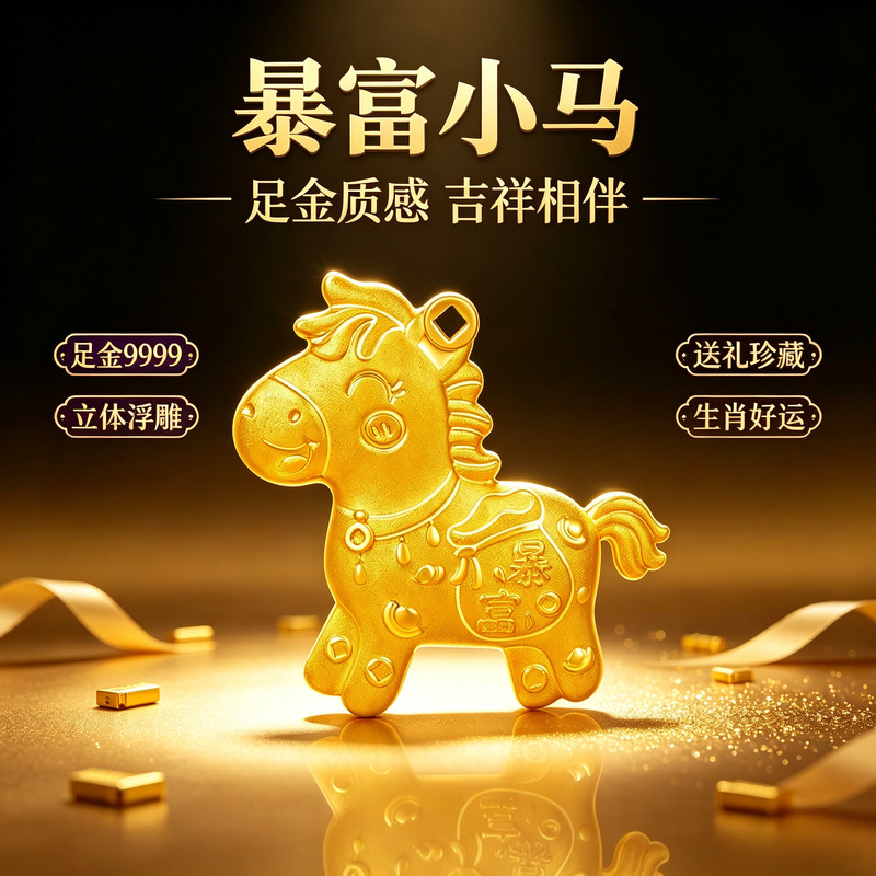 9999 Pure Gold Coin with Horse Zodiac Design for Good Fortune, Suitable for Birth Year Blessings, First Birthday Gift, or Qixi Gift 9999 Pure Gold Coin with Horse Zodiac Design for Good Fortune, Suitable for Birth Year Blessings, First Birthday Gift, or Qixi Gift