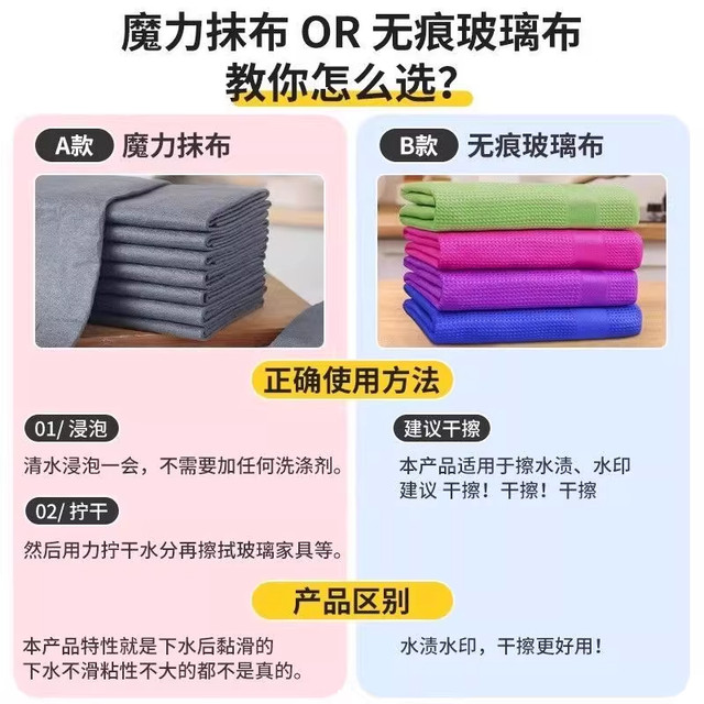 Glass Cleaning Cloth Without Water Marks, Absorbs Water and Does Not Shed Lint, Household Mirror Magic Cleaning Cloth, Special Cleaning Cloth That Leaves No Water Marks