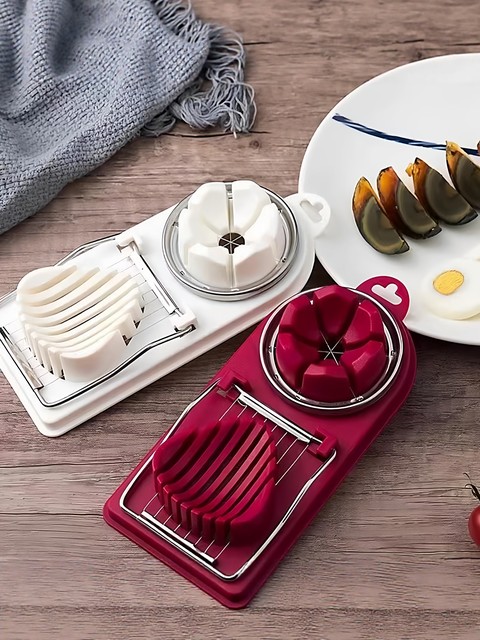 Two-In-One Slicer, Fancy Egg Multi-Section Divider, Multi-Functional Household Tool for Cutting Preserved Eggs and Eggs