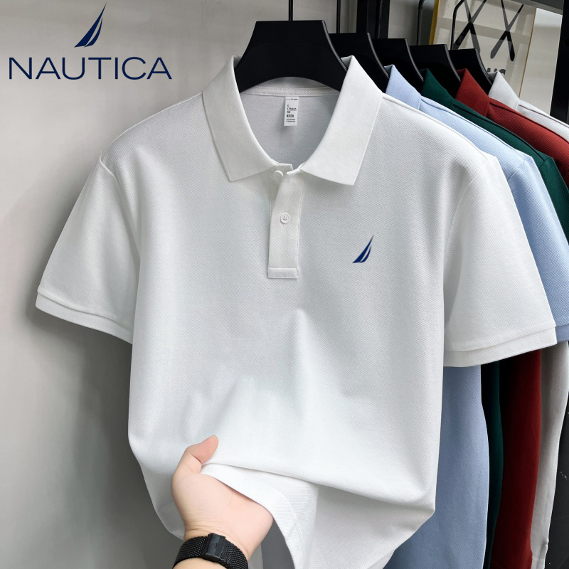 Nautica/Nautica Summer Short-Sleeved 100 Pure Cotton T-Shirt Men's Breathable Short-Sleeved T-Shirt Mercerized Casual Polo Shirt Nautica/Nautica Summer Short-Sleeved 100 Pure Cotton T-Shirt Men's Breathable Short-Sleeved T-Shirt Mercerized Casual Polo Shirt