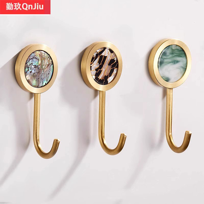 Nordic Light Luxury All-Copper Bathroom High-End Brushed Gold Creative Hook, No-Drill Wall-Mounted Coat Hook Nordic Light Luxury All-Copper Bathroom High-End Brushed Gold Creative Hook, No-Drill Wall-Mounted Coat Hook