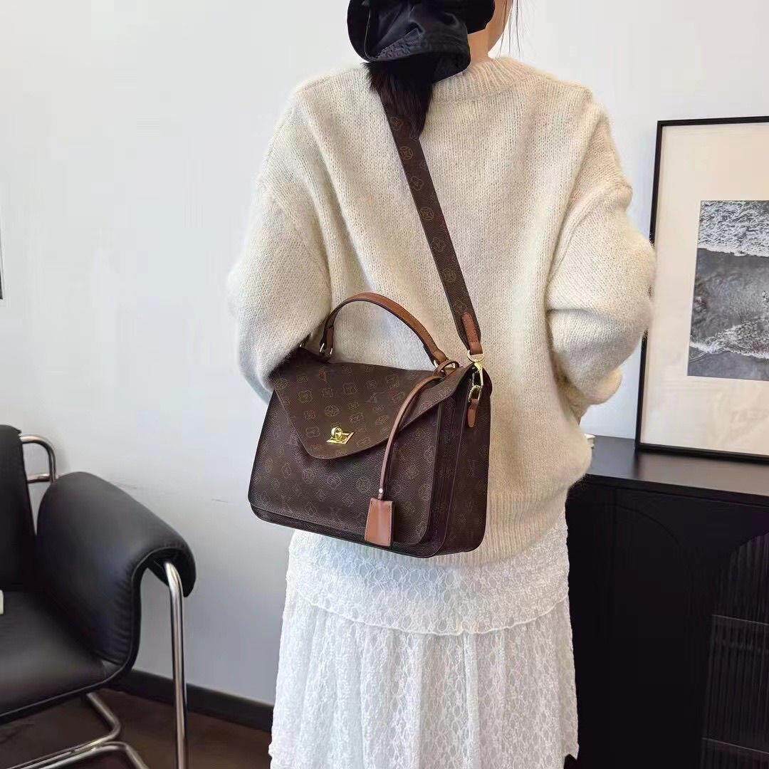 чемодан 手提斜挎两用女包2025新款女包高级时尚百搭邮差包单肩老花大容量