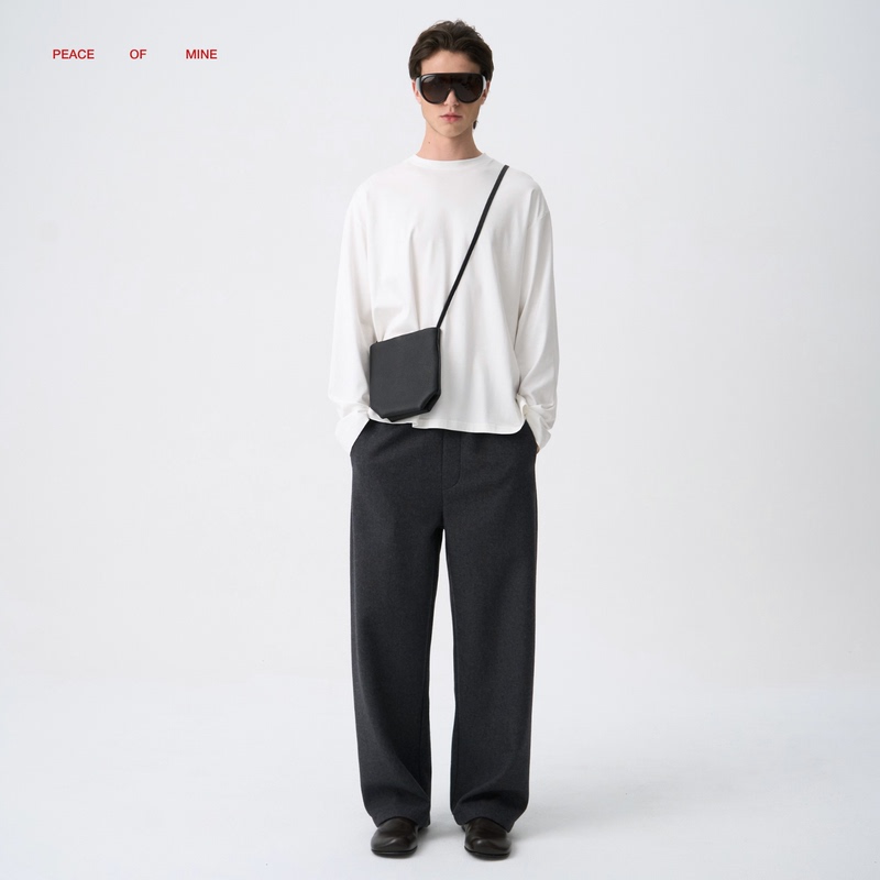 Peace of Mine Mulberry Silk Long-Staple Cotton Modal Mercerized Anti-Wrinkle Silhouette Casual Long-Sleeve Base T-Shirt