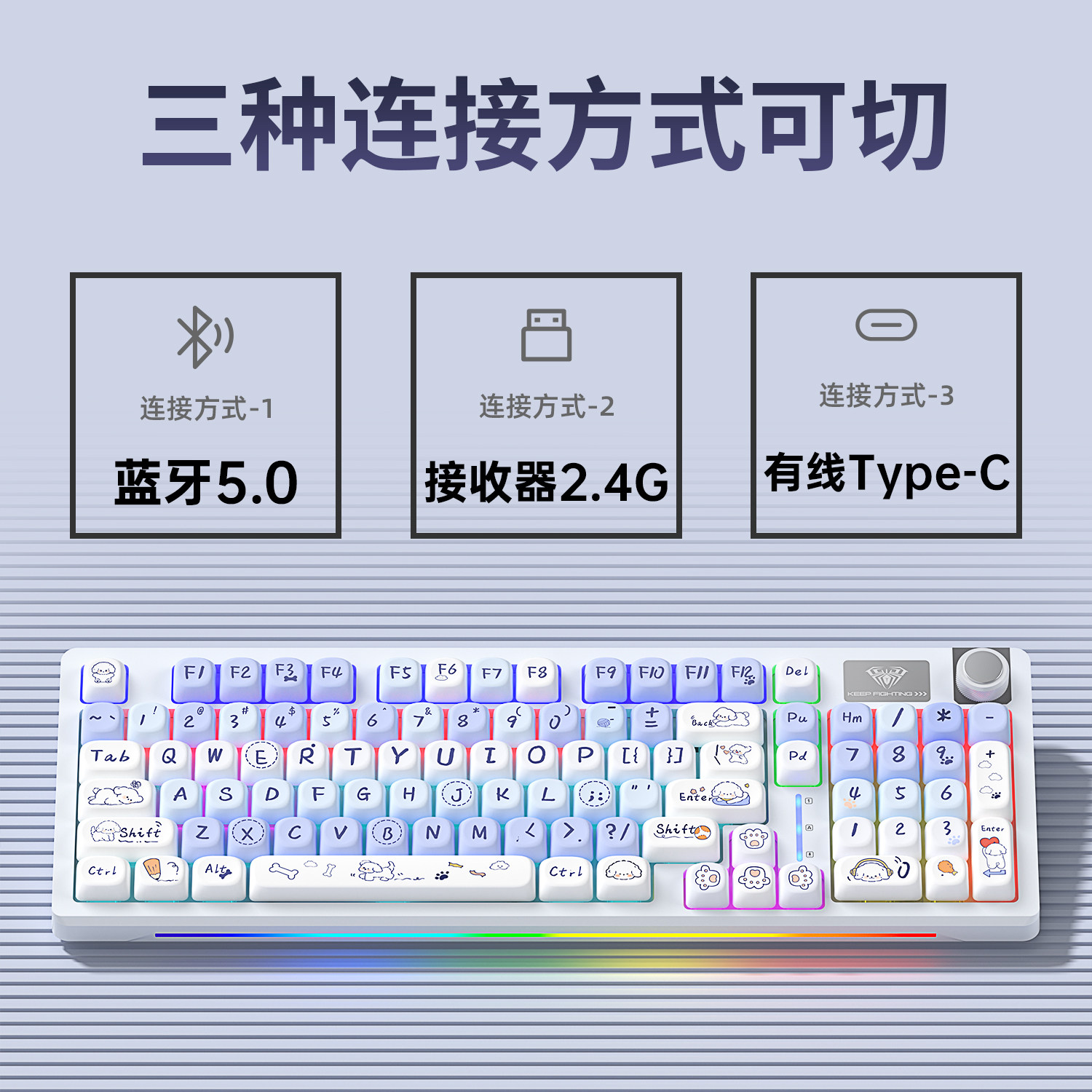 Wolf Spider S98 Wireless Customized Three-Mode Mechanical Keyboard Bluetooth Hot-Swappable Gaming Keyboard for Office Use