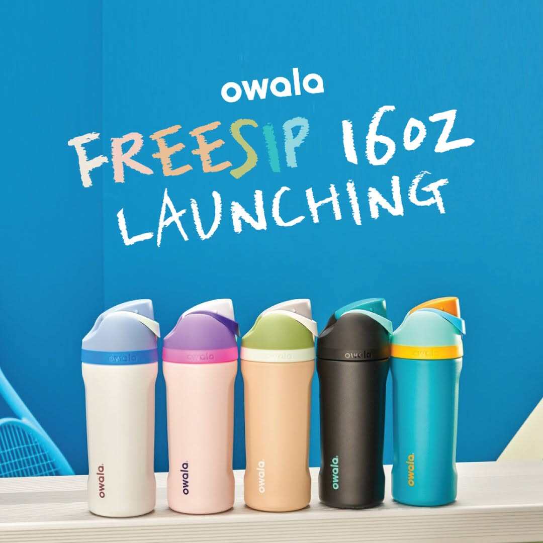 Oowala Freesip キッズ用 16オンス 断熱ウォーターボトル（ステンレス製ストロー付き）、フリップ式蓋付きスポーツマグ
