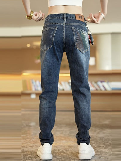 Dunaway Men's Jeans 2025 Spring and Autumn Thick Slim-Fit Tapered Straight-Leg Casual Long Pants for Young Men