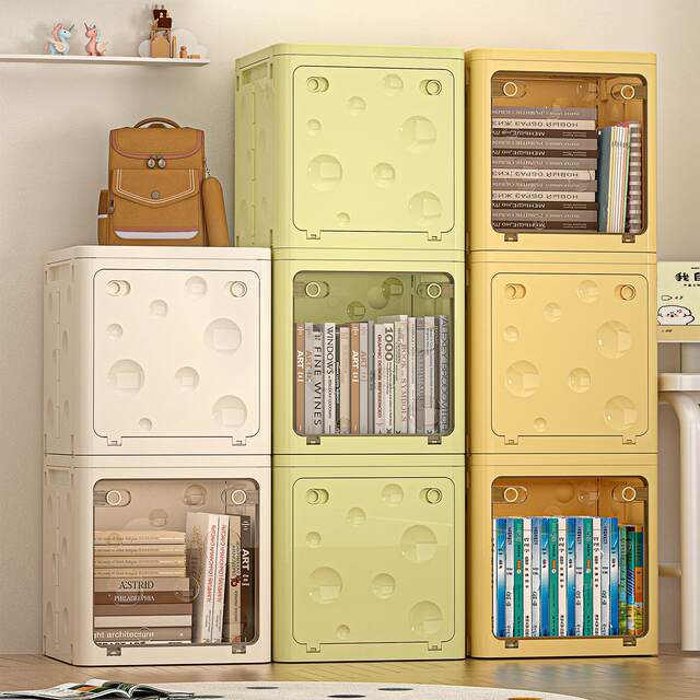 Book Storage Box, Foldable Book Box, Student Dormitory Book Organizing Box, Home Bookcase, Multi-Layer Transparent Book Box