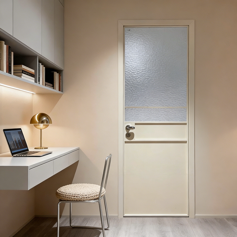 Cobbet-Seyès Small Blue Door, Swing Door, Titanium-Magnesium Alloy, French Retro Dopamine Color-Changing Bathroom Door, Including Installation