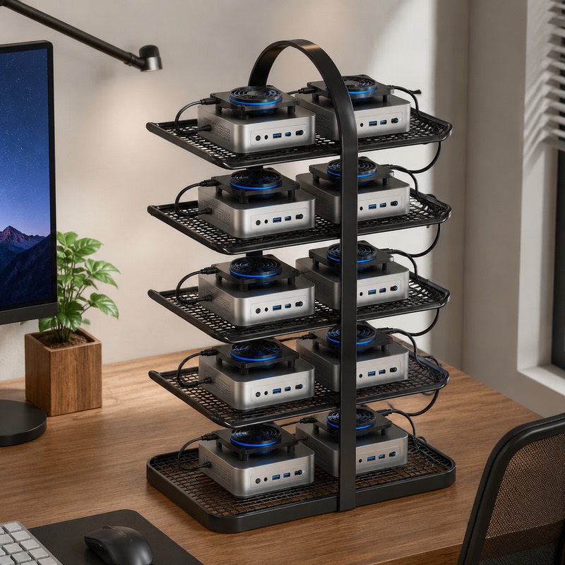 Studio Mini Host Stand, Mini Small Case, Macmini Storage Rack, Computer Organizer, Workstation Essential