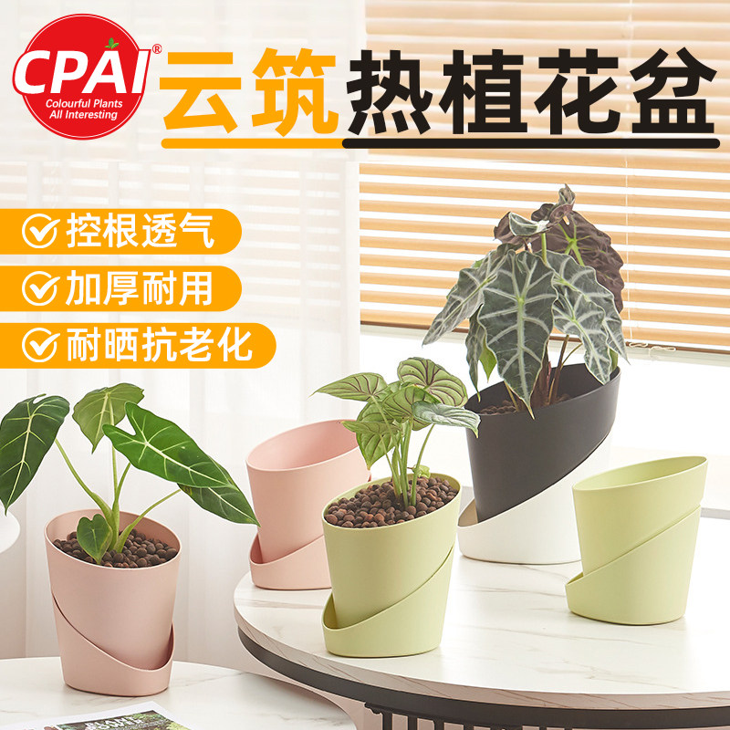 热植花盆轻奢高级感兰花专用龟背竹海芋控根透气储水家用树脂塑料