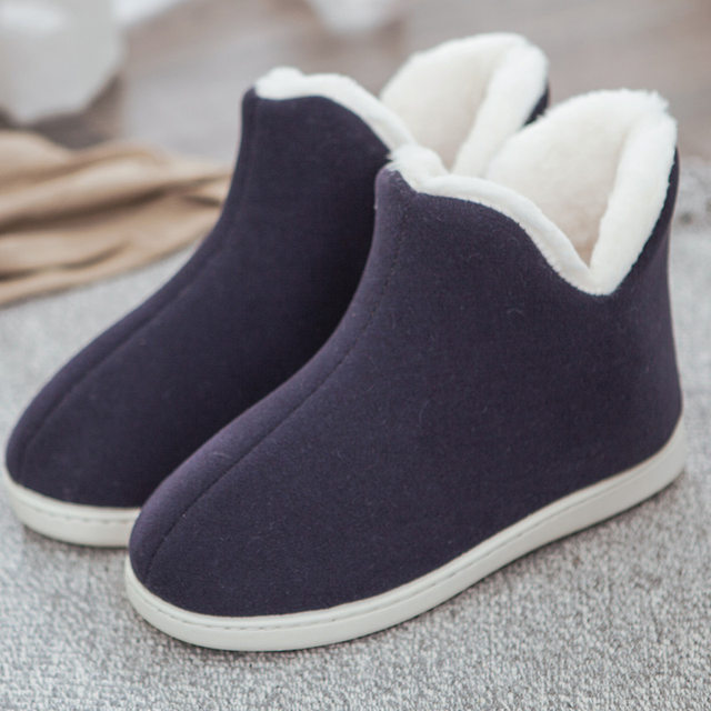 Furry Slippers for Women, Cute High-Heeled Cotton Slippers for Winter, Men's Home Thick-Soled Winter Furry Cotton Shoes for Warmth
