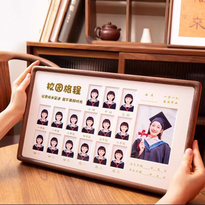 Campus Journey Photo Frame Baby Display Grid Photo Frame for Id Photos Commemorating Children's Growth and Time Record Frame Commemorative Photo