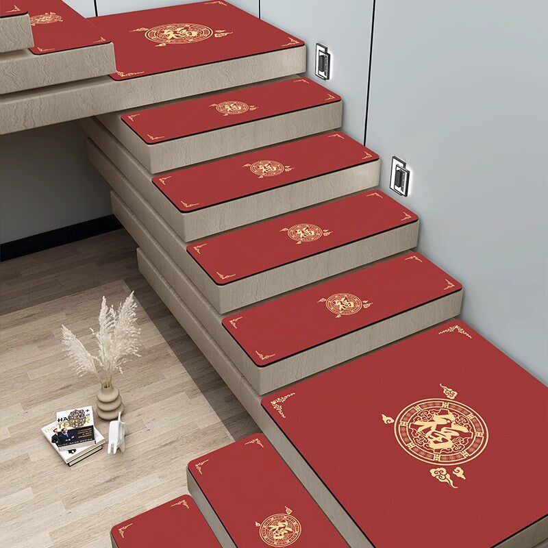 Stair step mat red festive wedding carpet leather 2026 New Year no-wash non-slip floor mat glue-free can be customized