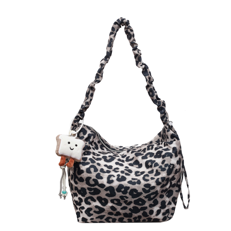Lazy Style Leopard Print Crossbody Bag for Women, Ins Niche Large Capacity Shoulder Bag, Student Daily Commute Canvas Bag
