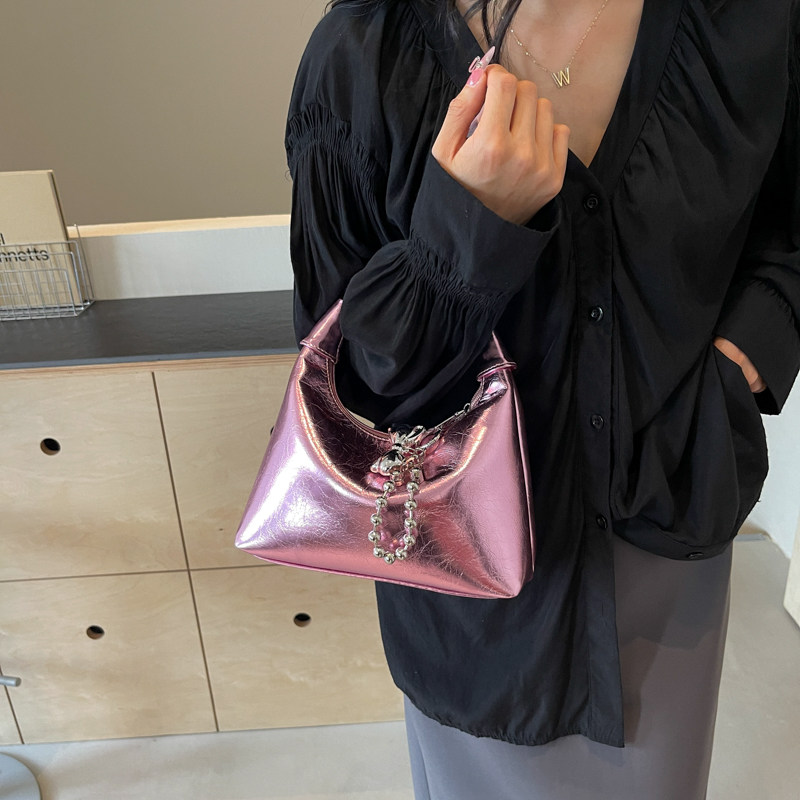 Silver Handbag for Women 2025 New Niche Design Chain Crossbody Bag Autumn and Winter High-End Work Small Tote Bag