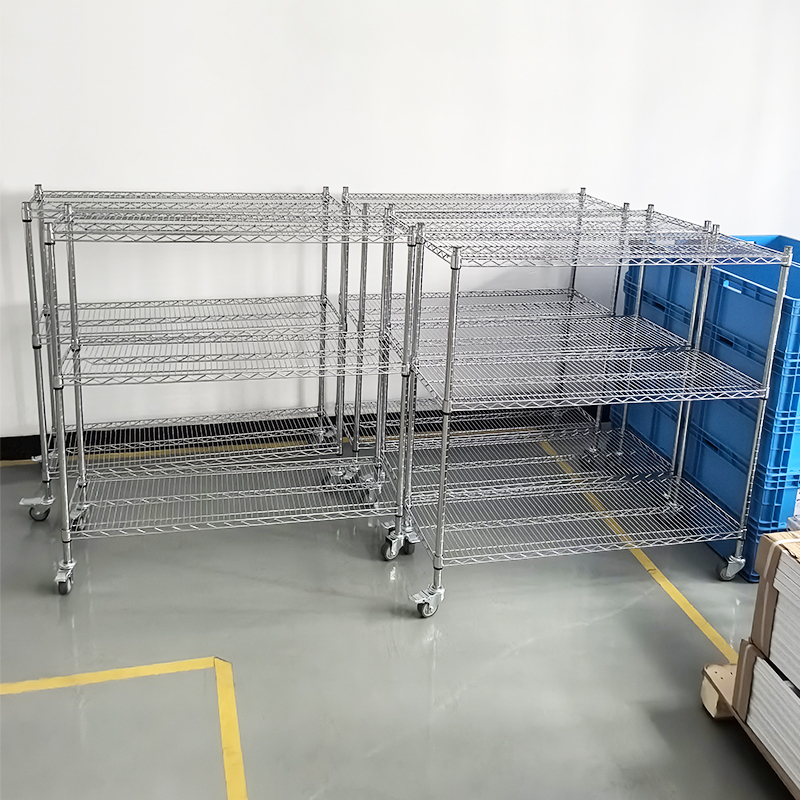 3-Layer Stainless Steel Color Trolley Warehouse Turnover Cart E-Commerce Picking Cart Cargo Handcart Shelf Storage Rack