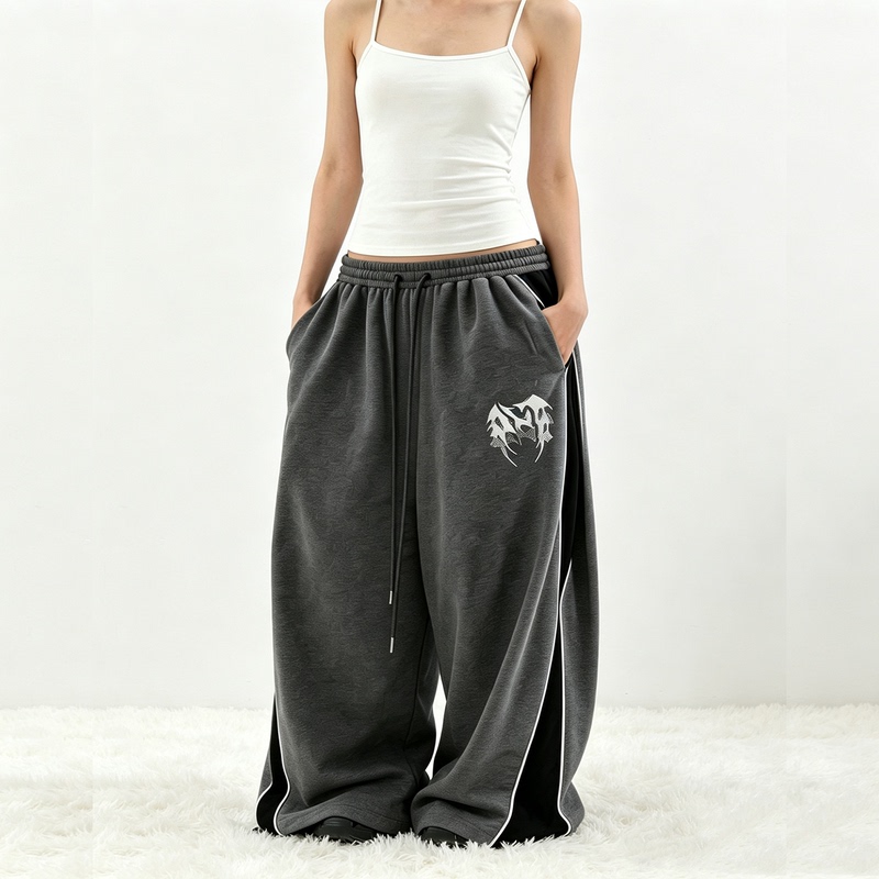 Acent American-Style Embroidered Rhinestone Side-Stitched Loose Water-Style Sweatpants Hip-Hop Street Dance Sports Casual Pants Acent American-Style Embroidered Rhinestone Side-Stitched Loose Water-Style Sweatpants Hip-Hop Street Dance Sports Casual Pants