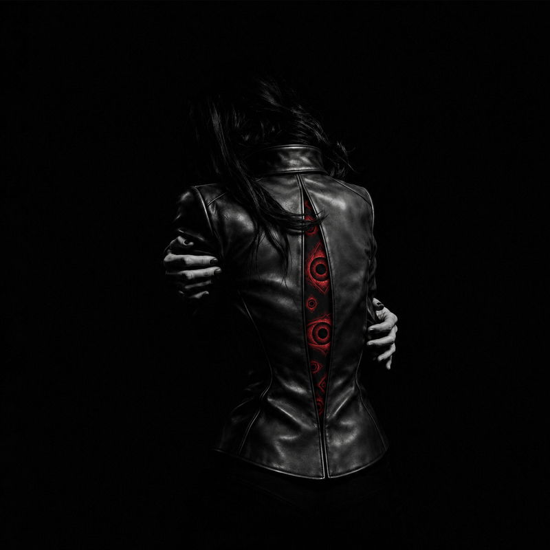 Nova Nexus Visual Style Seal Ghost Eye Print Leather Jacket for Men, Light Cyberpunk Lapel Leather Jacket Trendy