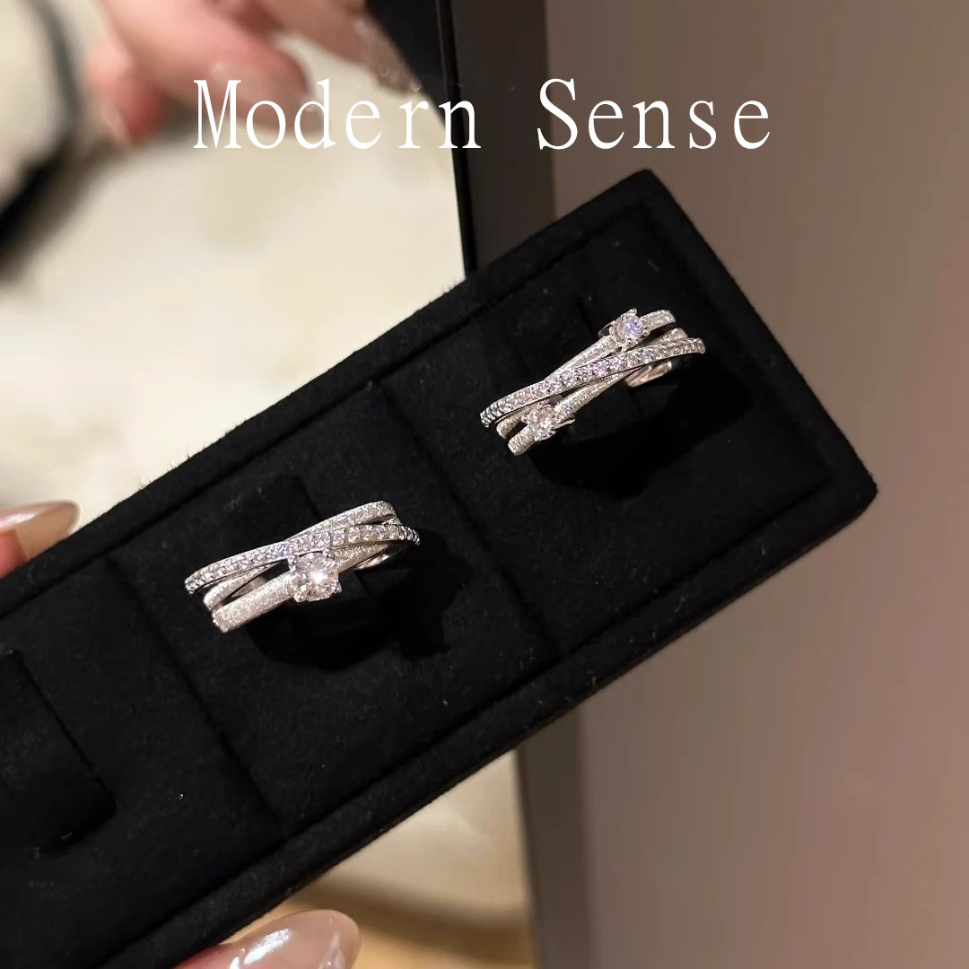 Wandering Star S925 sterling silver three-layer wrap ring for women