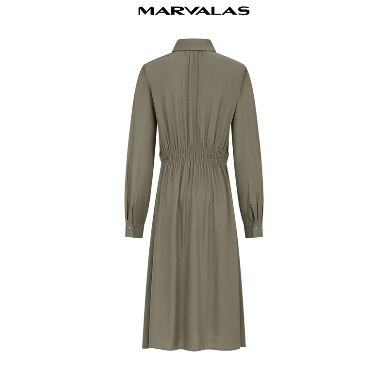 【Fan Exclusive】Mandeshi Acetate Dress Autumn Simple Waist-Cinching Design Fine Weave Long Dress 【Fan Exclusive】Mandeshi Acetate Dress Autumn Simple Waist-Cinching Design Fine Weave Long Dress
