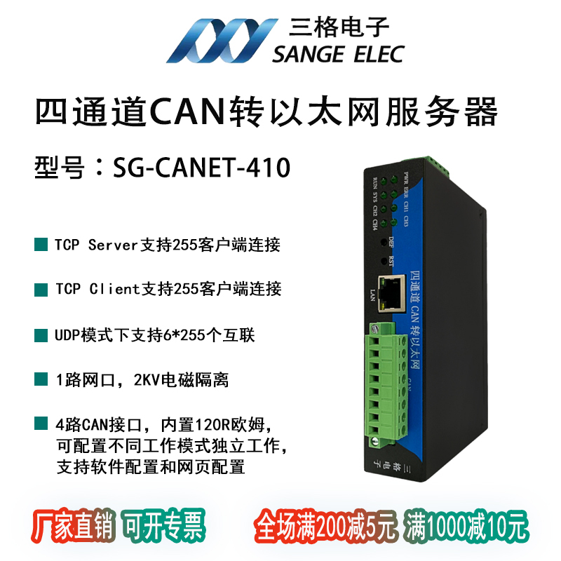 Sg-Canet-410 Three-Frame Digital 4-Way Can to Ethernet Server 255 Client 6 Sets of Target Ip