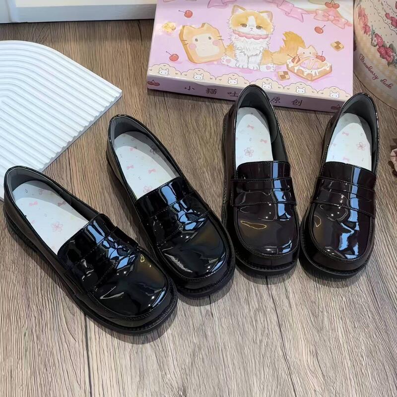 (in Stock) Kitten Toast Original Basic Jk Uniform School Shoes Square-Toe Shoes Cute Japanese Style Shallow Mouth Women's Shoes