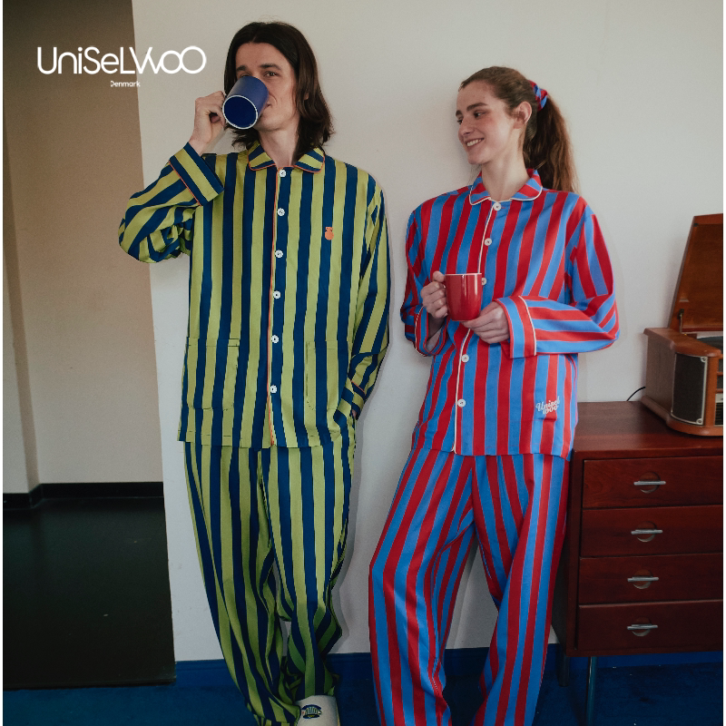 Yowexia Striped Pajamas for Women, 100% Tencel Cool-Feel Pajamas, High-End Style Loungewear, Couple Style Men's Pajamas