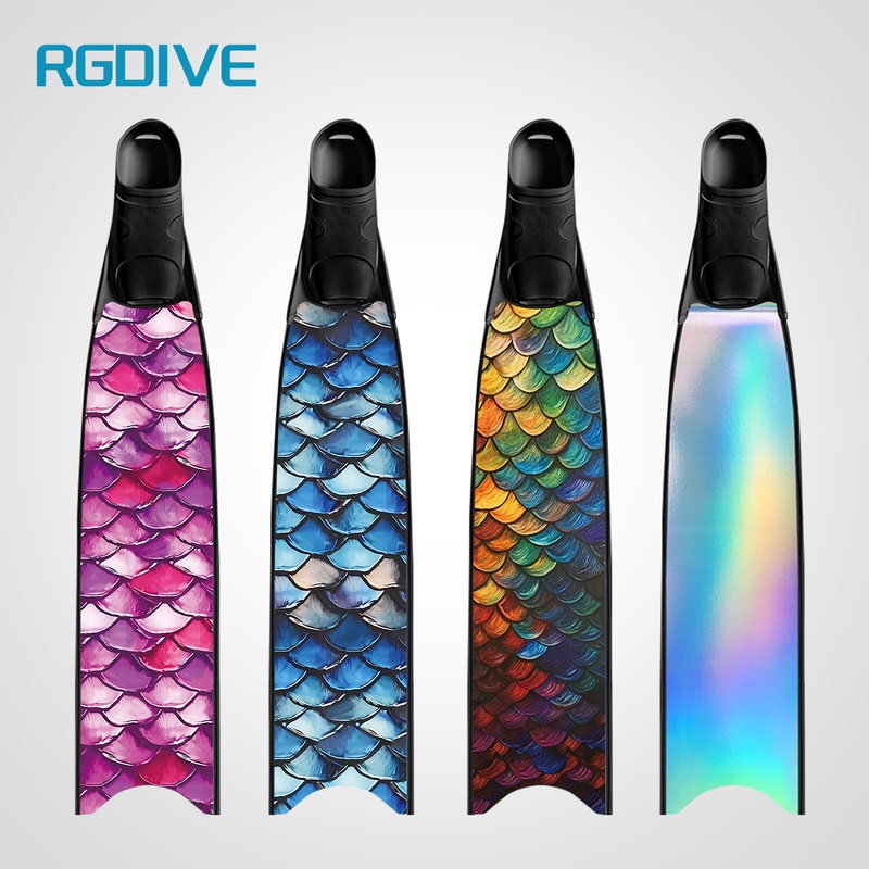 Rgdive Carbon Fiber Fins Free Diving Film-Covered Long Fins Unisex Professional Snorkeling Fishing Hunting Whale Watching