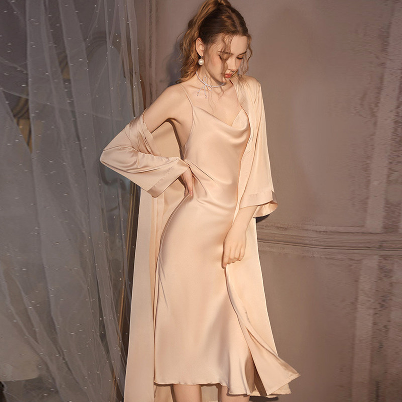 Victoria Sexy Nightgown for Women 2026 New Summer Ice Silk Long Bridal Robe Camisole Nightdress Sleepwear