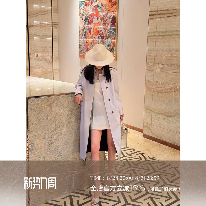 Liu Xiongxiong Mcmax【Paris Line】Loose and High-End Feel, Regular Shoulder, Color-Blocked Trench Coat, Mid-Length, Feminine Style Jacket Liu Xiongxiong Mcmax【Paris Line】Loose and High-End Feel, Regular Shoulder, Color-Blocked Trench Coat, Mid-Length, Feminine Style Jacket