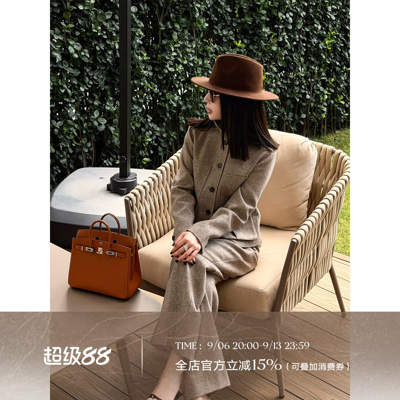Liu Xiongxiong Mcmax [Old Money Equestrian Set] Light Mature High-Quality Wool Jacket and Casual Pants Old Money Set for Women