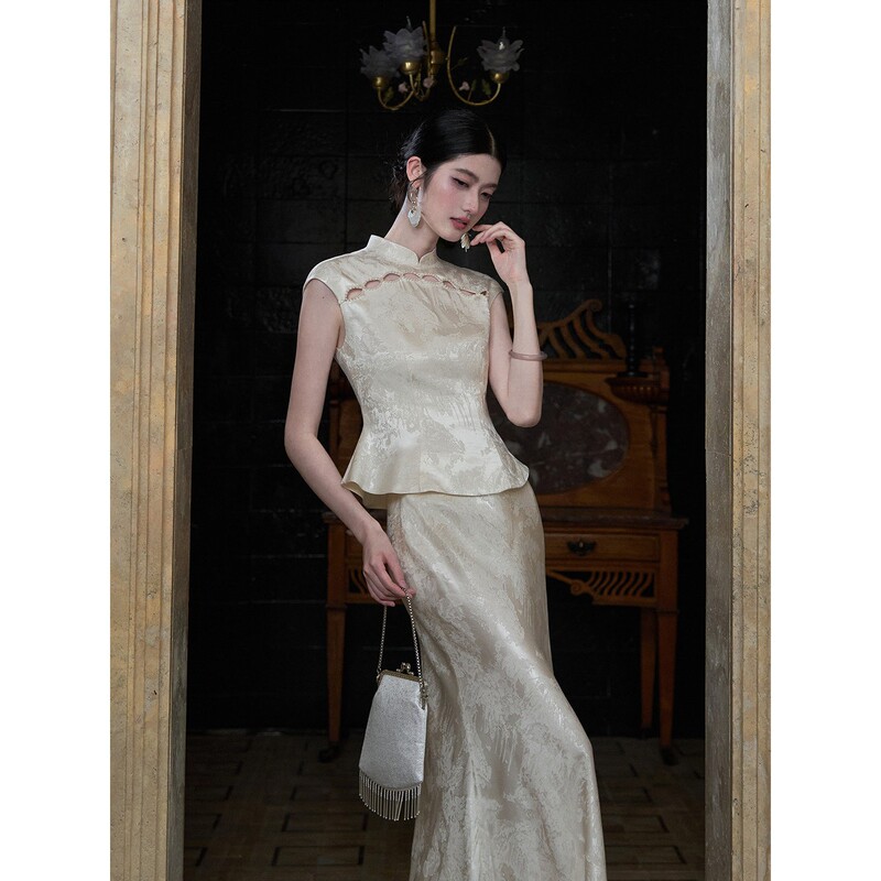 Mid-Year Clearance【Runyu】New Chinese-Style Design Engagement Dress Banquet Vest Fishtail Skirt Slim-Fit Suit Mid-Year Clearance【Runyu】New Chinese-Style Design Engagement Dress Banquet Vest Fishtail Skirt Slim-Fit Suit