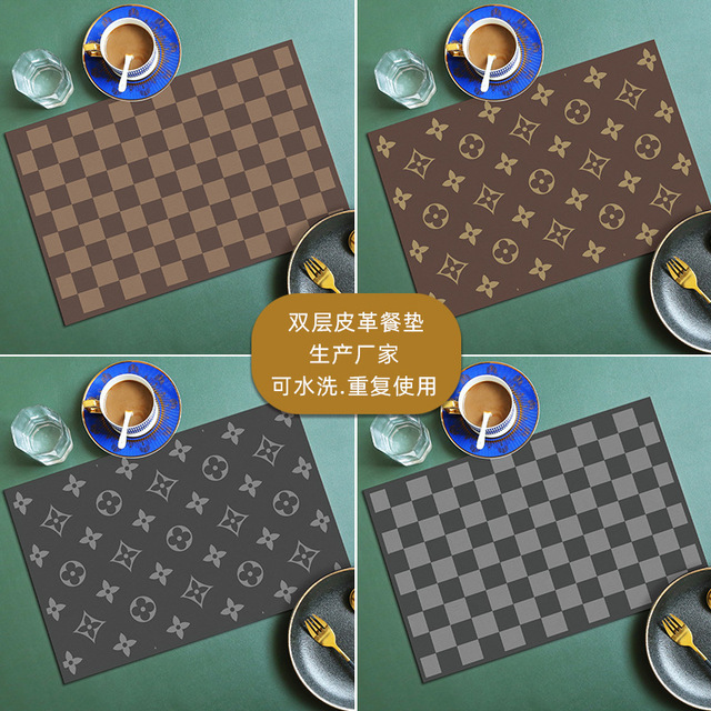Lvafgh Official Website Factory Direct Sales Retro Vintage Floral Placemats Leather Western-Style Placemats Washable Cup Mats Coffee Mats Available
