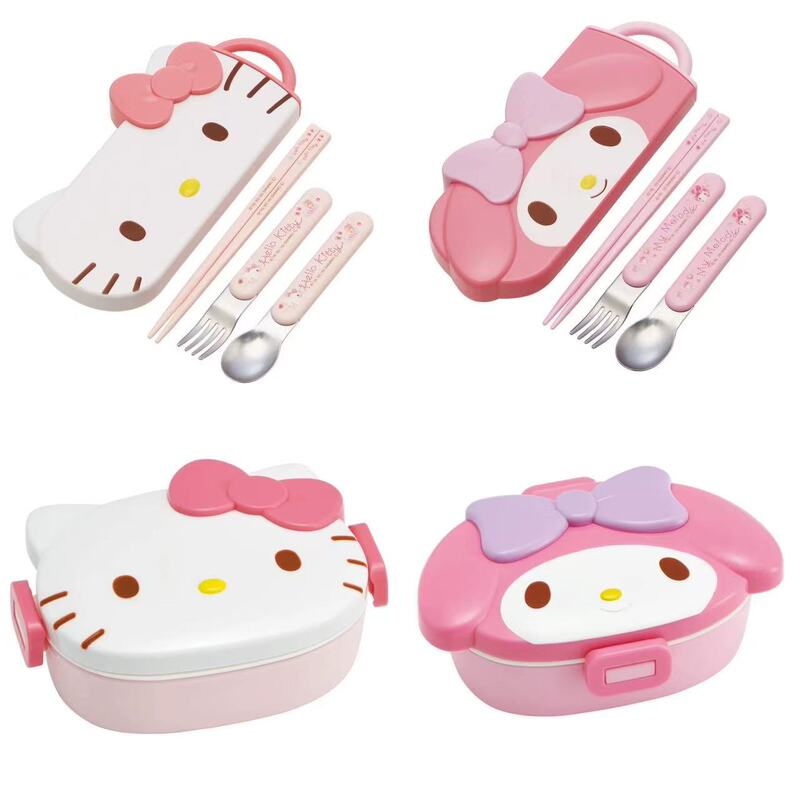 Xiaohongshu Same Style Japanese New Kt My Melody Cute Cartoon Lunch Box Set Children's Tableware Portable Lunch Box