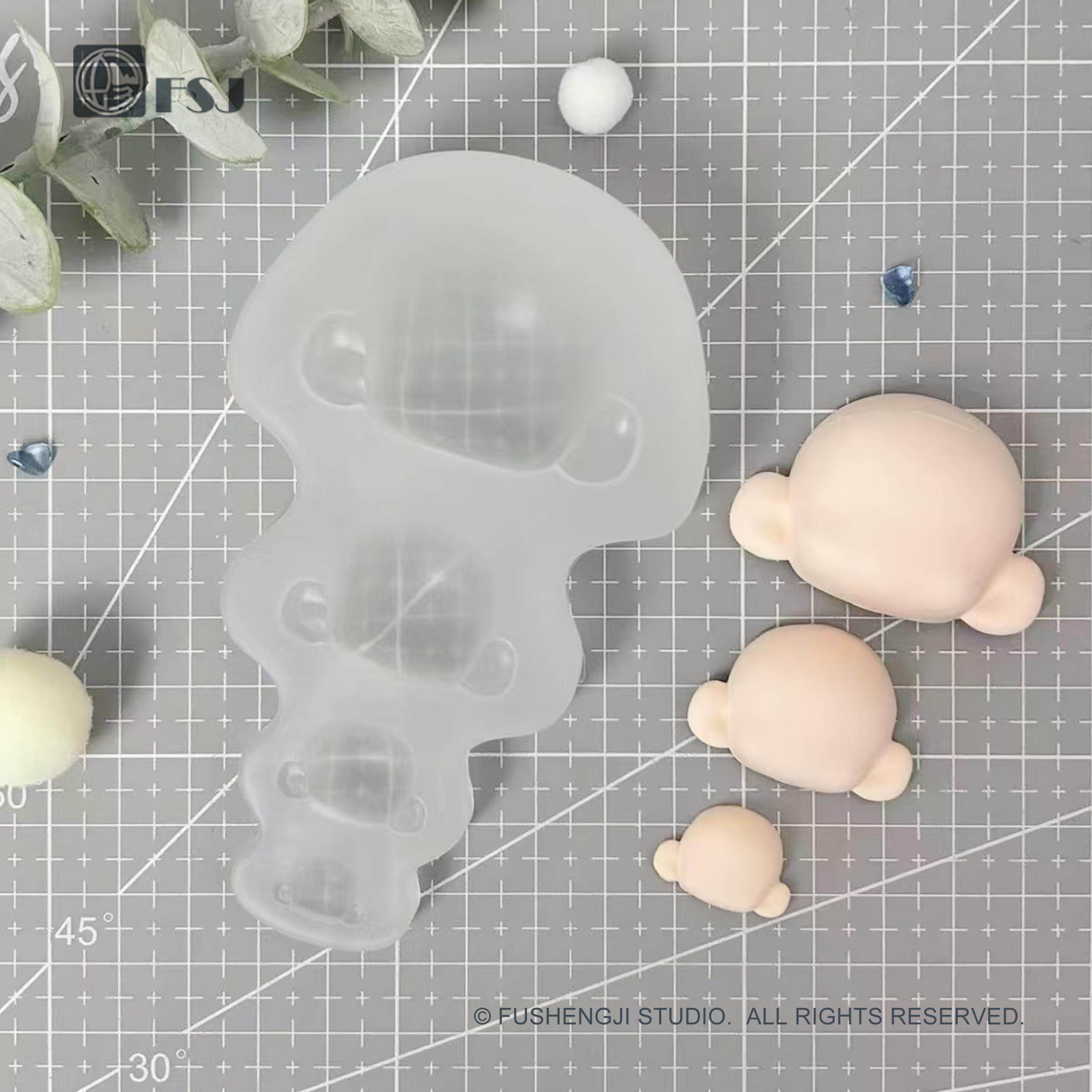 [New Product]Fushengji Bean Face Fish Bone Silicone Mold Ultra-Light Clay Stone Plastic Soft Pottery Molding for Dolls