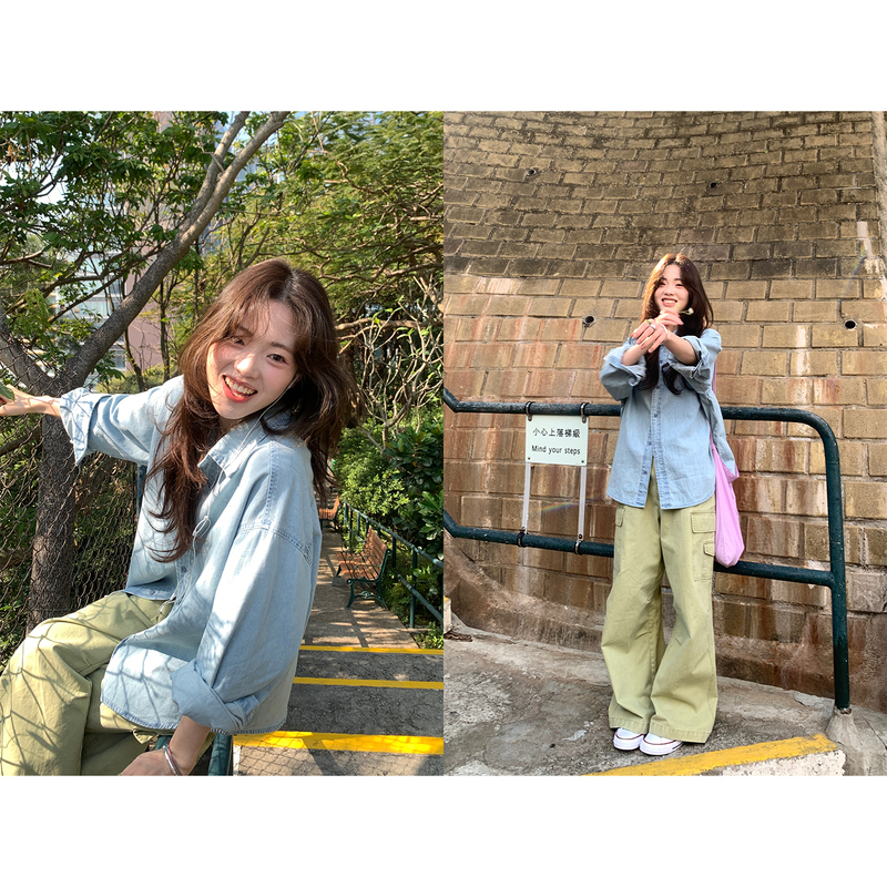 Xxdeli Fragrant Pear Vintage Light Blue Casual Denim Shirt Spring Simple Commuter Age-Reducing Lapel Jacket