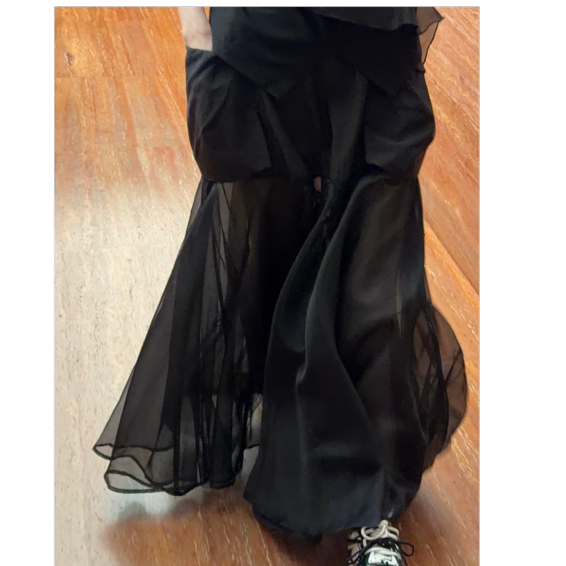 【Cc.City】Casual Avant-Garde Workwear Style Mixed and Matched with Pleated Irregular A-Line Slimming Skirt for Women 6X1637