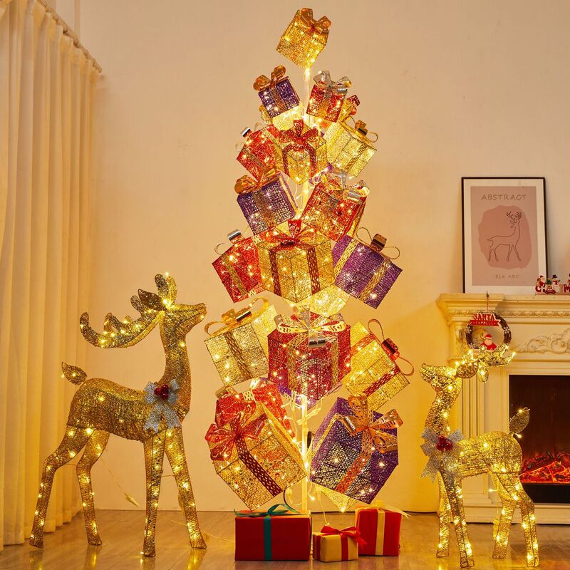 Christmas Decorations, Colorful Snowmen, Light-Up Christmas Trees, Gift Boxes, Elk Iron Art Ornaments, Scene Atmosphere Setup Christmas Decorations, Colorful Snowmen, Light-Up Christmas Trees, Gift Boxes, Elk Iron Art Ornaments, Scene Atmosphere Setup