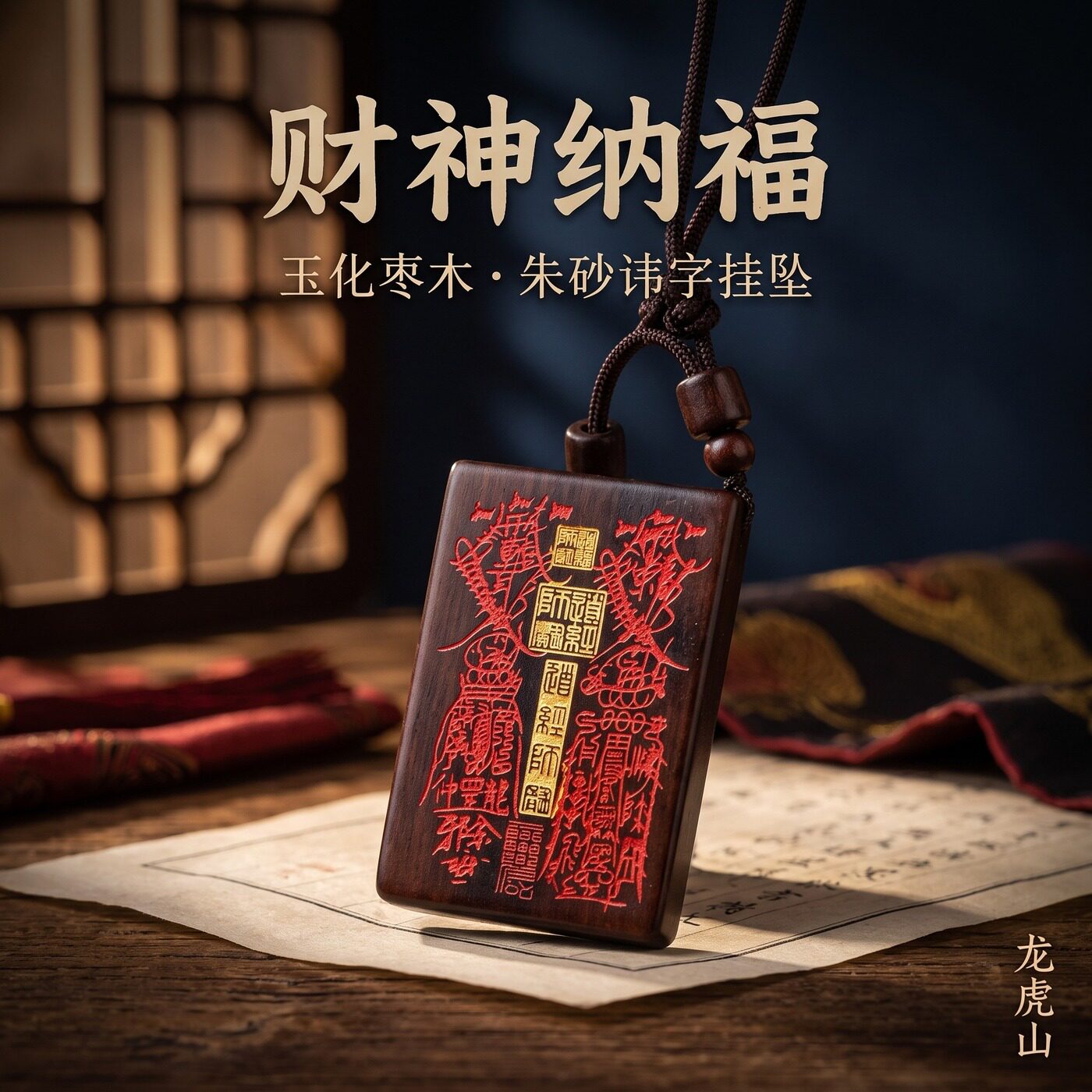 天然雷擊玉化棗木雕刻吊墜
