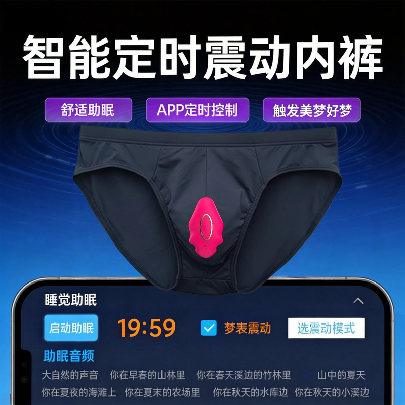 Men's Smart Timed Vibrating Ice Silk Briefs Help Sleep and Trigger Lucid Dreams